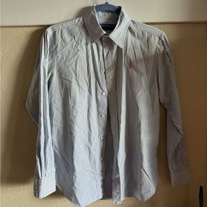 Classic blue and white striped Polo Ralph Lauren button down blouse. Size XS